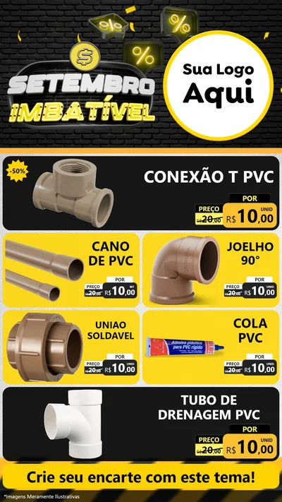 Modelo de TV para TV Vertical com o tema Setembro Imbatível para Tubos e conexões