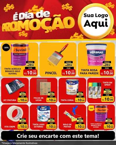 Modelo de Rede Social para Feed Instagram com o tema É Dia De Promoção para Tintas e Ferramentas