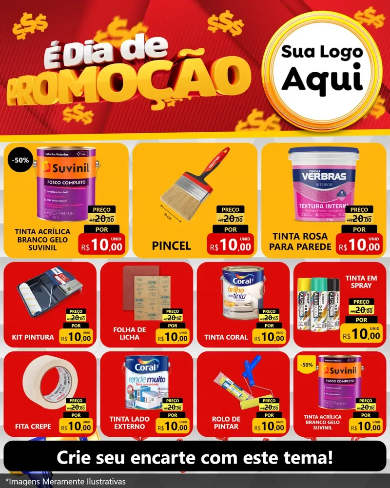 Modelo de Rede Social para Feed Instagram com o tema É Dia De Promoção para Tintas e Ferramentas