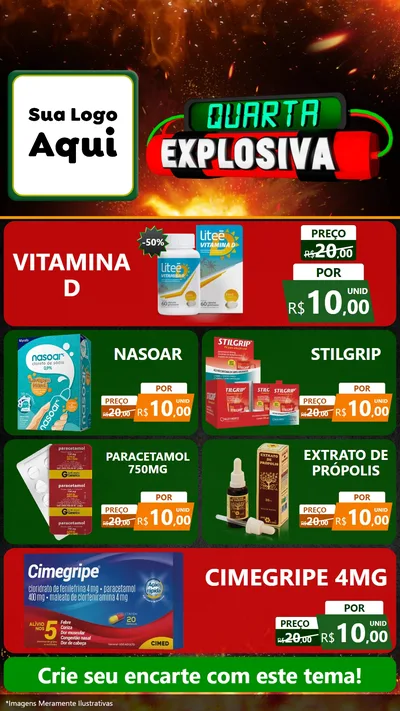 Modelo de TV para TV Vertical com o tema Quarta Explosiva para Farmácia