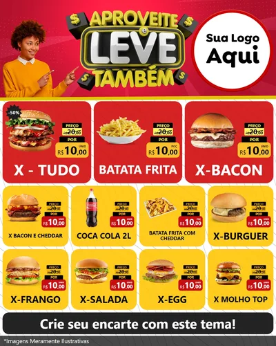 Modelo de Rede Social para Feed Instagram com o tema Aproveite e Leve Também para Hamburgueria
