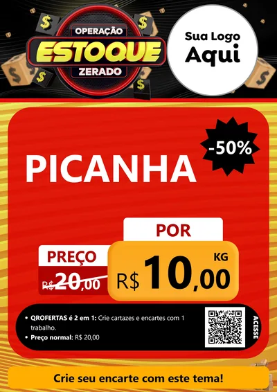 Modelo de Cartaz para Cartaz A4 Vertical com o tema Operação Estoque Zerado para Açougue