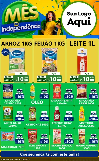 Modelo de Encarte para Encarte Grande com o tema Mês da Independência para Supermercado