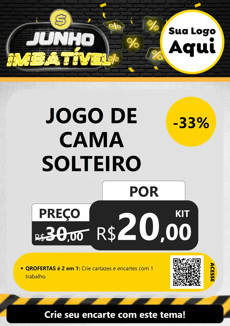 Modelo de Cartaz para Cartaz A4 Vertical com o tema Junho Imbatível para Cama, Mesa e Banho