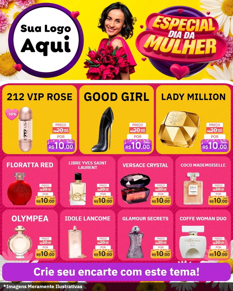 Modelo de Rede Social para Feed Instagram com o tema Especial Dia da Mulher para Perfumes