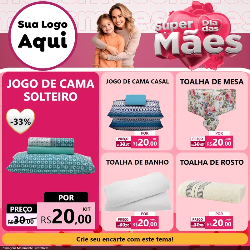 Modelo de Rede Social para Feed Facebook com o tema Super Dia Das Mães para Cama, Mesa e Banho