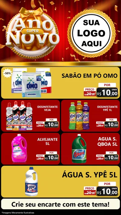 Modelo de TV para TV Vertical com o tema Super Ano Novo para Produtos de Limpeza