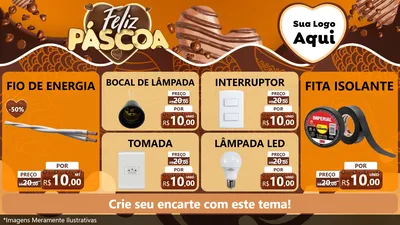 Modelo de TV para TV Horizontal com o tema Feliz Páscoa para Materiais Elétricos