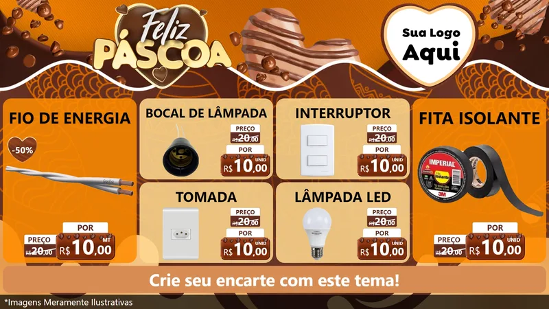 Modelo de TV para TV Horizontal com o tema Feliz Páscoa para Materiais Elétricos