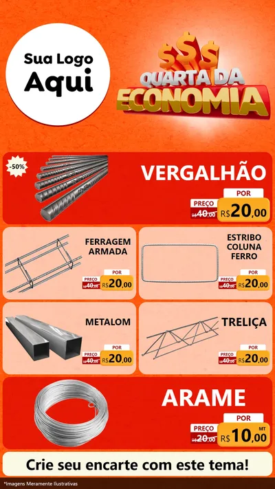 Modelo de TV para TV Vertical com o tema Quarta da Economia para Ferragens