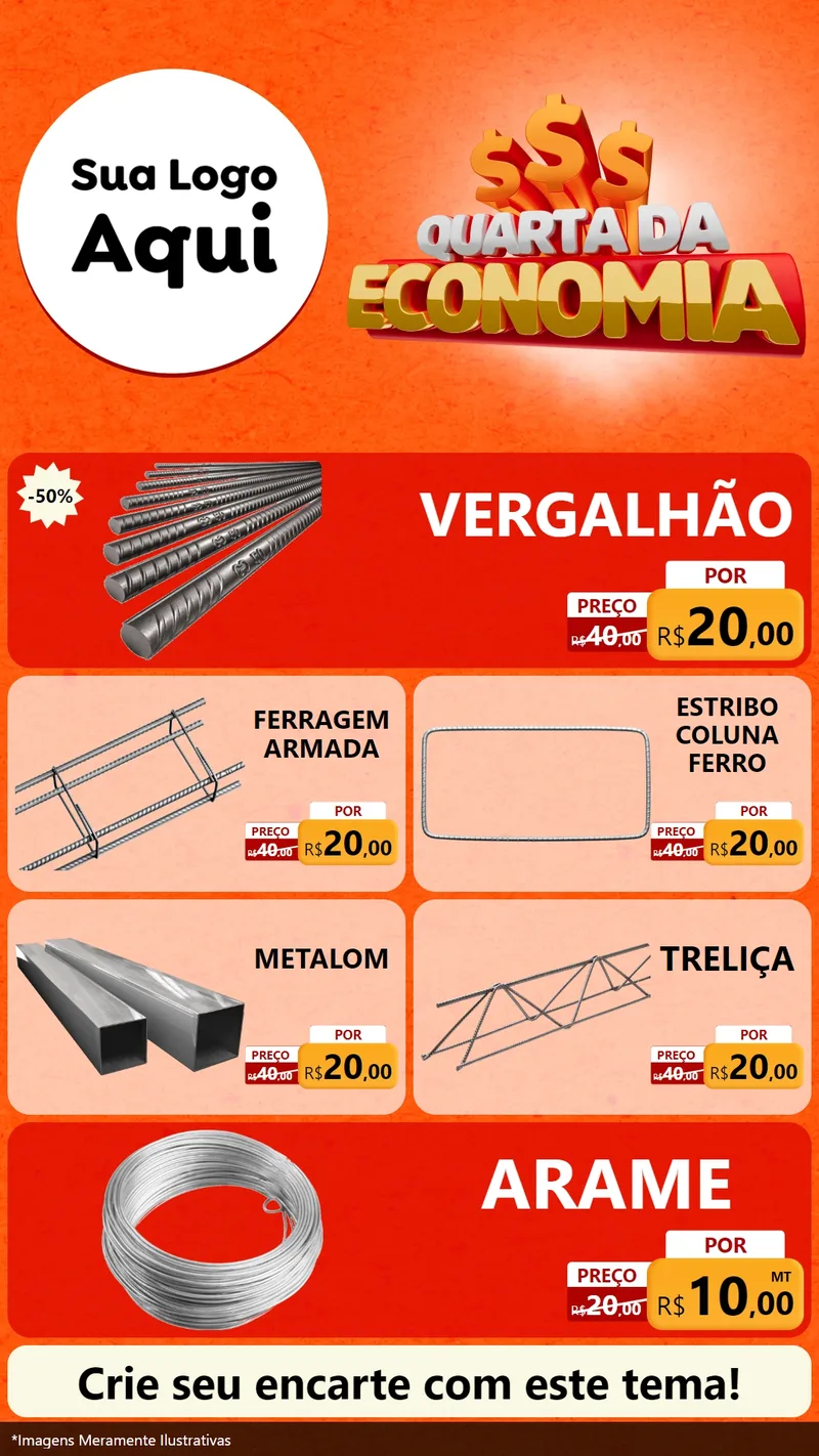 Modelo de TV para TV Vertical com o tema Quarta da Economia para Ferragens