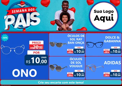 Modelo de Encarte para Encarte A4 Horizontal com o tema Semana Dos Pais para Óticas