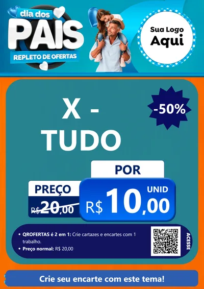 Modelo de Cartaz para Cartaz A4 Vertical com o tema Dia Dos Pais Repleto de Ofertas para Hamburgueria