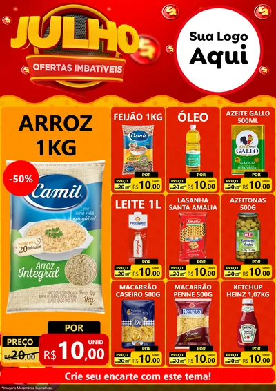 Modelo de Encarte para Encarte A4 Vertical com o tema Julho Ofertas Imbatíveis para Supermercado