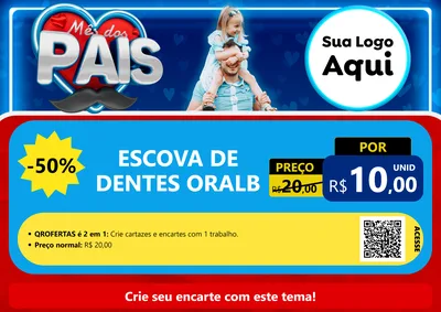 Modelo de Cartaz para Cartaz A4 Horizontal com o tema Mês Dos Pais para Higiene Pessoal