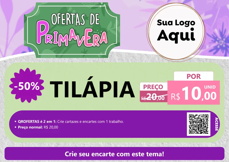 Modelo de Cartaz para Cartaz A4 Horizontal com o tema Ofertas de Primavera para Peixaria