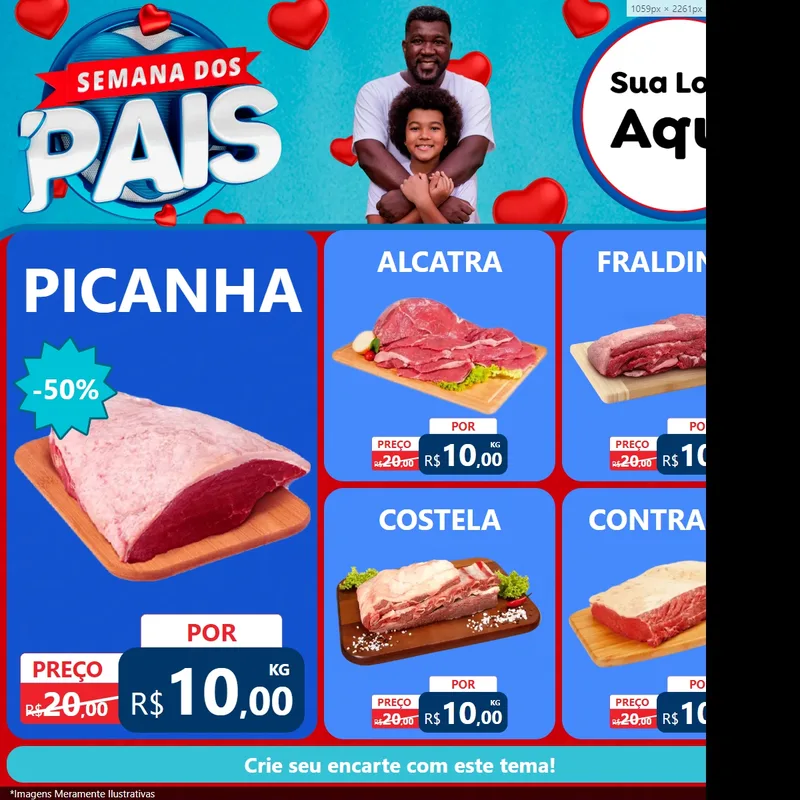 Modelo de Rede Social para Feed Facebook com o tema Semana Dos Pais para Açougue