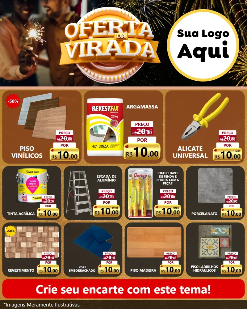 Modelo de Rede Social para Feed Instagram com o tema Oferta da Virada para Material para Construção
