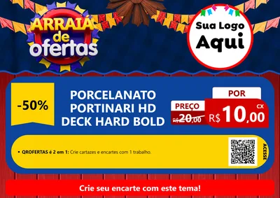 Modelo de Cartaz para Cartaz A4 Horizontal com o tema Arraiá de Ofertas para Pisos e revestimentos