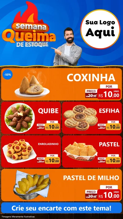 Modelo de TV para TV Vertical com o tema Semana Queima de Estoque para Salgadaria