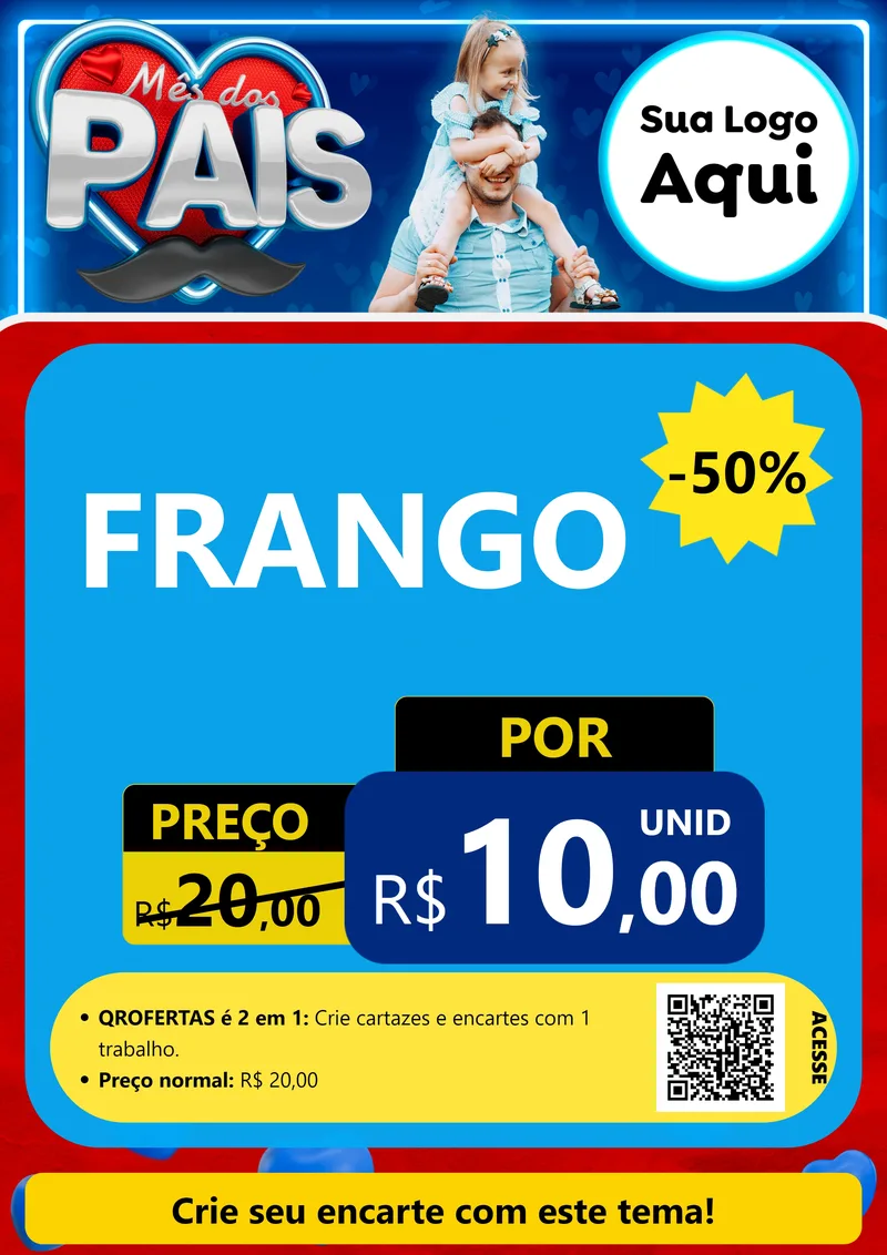 Modelo de Cartaz para Cartaz A4 Vertical com o tema Mês Dos Pais para Assados