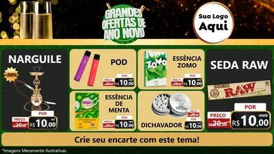 Modelo de TV para TV Horizontal com o tema Grandes Ofertas de Ano Novo para Tabacaria