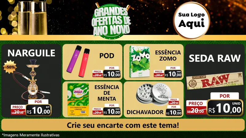 Modelo de TV para TV Horizontal com o tema Grandes Ofertas de Ano Novo para Tabacaria