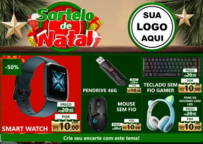 Modelo de Encarte para Encarte A4 Horizontal com o tema Sorteio de Natal para Informática