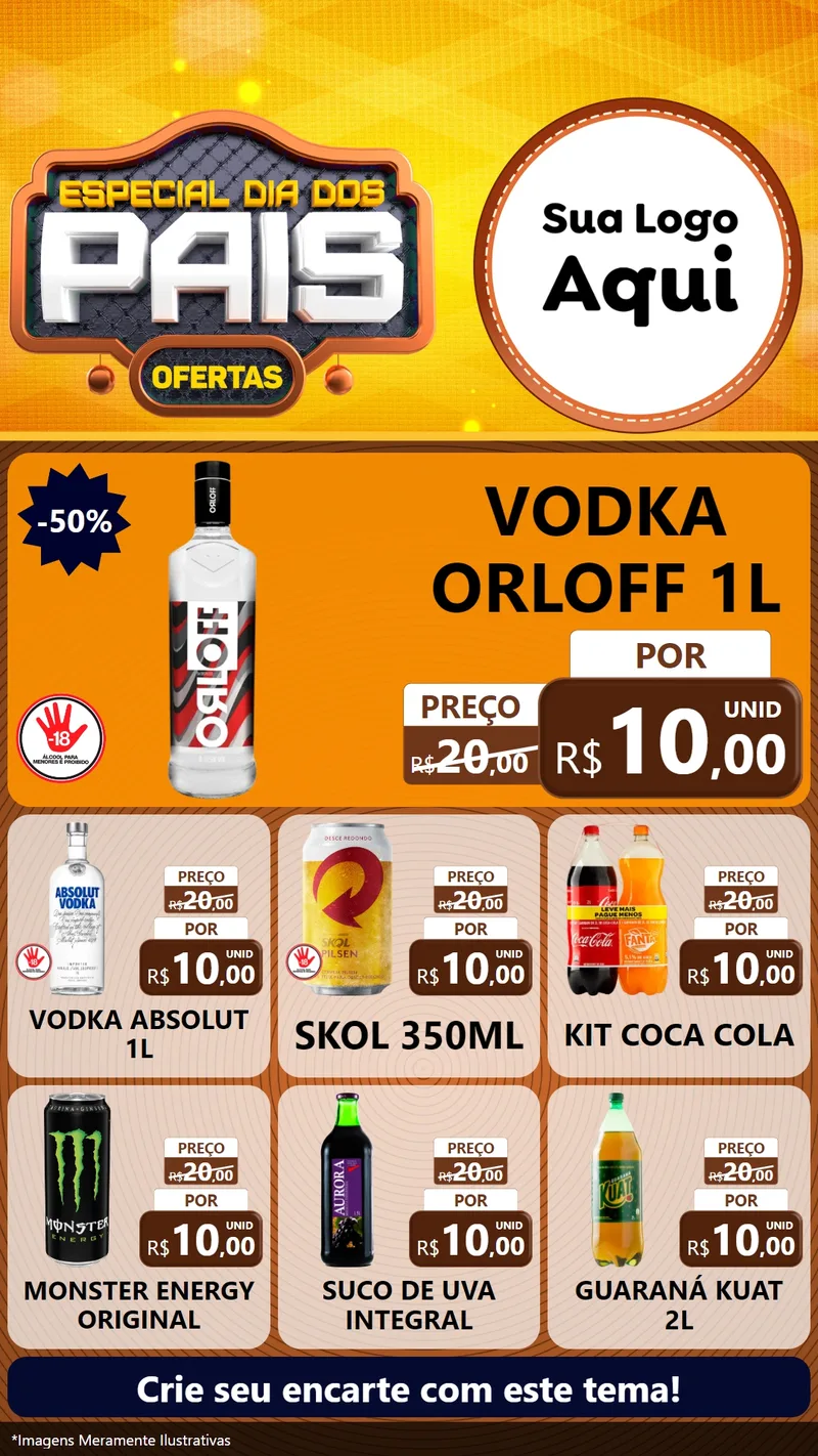Modelo de Rede Social para Stories com o tema Especial Dia dos Pais para Distribuidora de bebidas