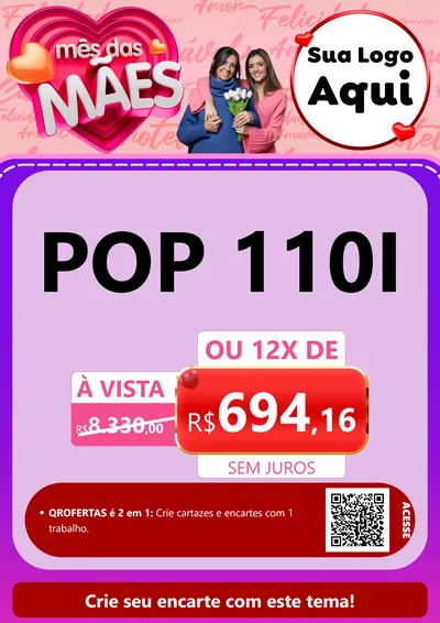 Modelo de Cartaz para Cartaz A4 Vertical com o tema Mês Das Mães para Concessionaria de Motos
