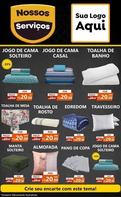 Modelo de Encarte para Encarte Grande com o tema Nossos Serviços para Cama, Mesa e Banho