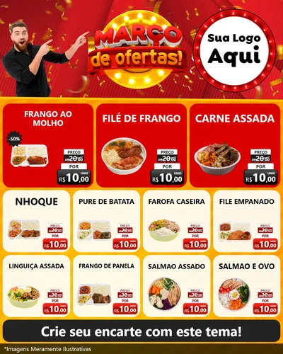 Modelo de Rede Social para Feed Instagram com o tema Março de Ofertas! para Restaurante