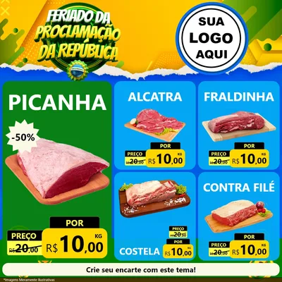 Modelo de Rede Social para Feed Facebook com o tema Feriado da Proclamação da República para Açougue