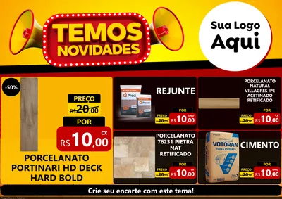 Modelo de Encarte para Encarte A4 Horizontal com o tema Temos Novidades para Pisos e revestimentos