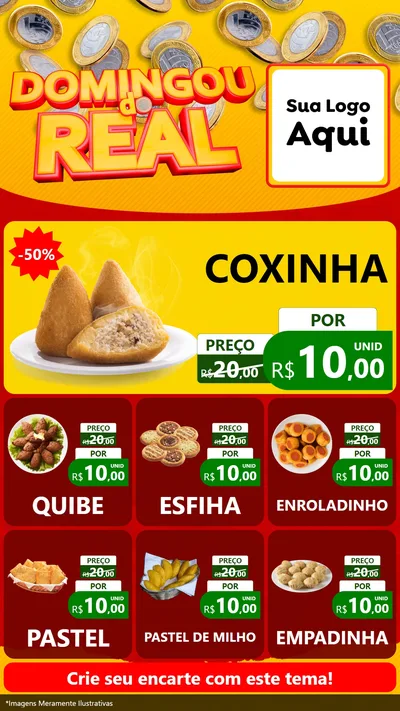 Modelo de Rede Social para Stories com o tema Domingou do Real para Salgadaria