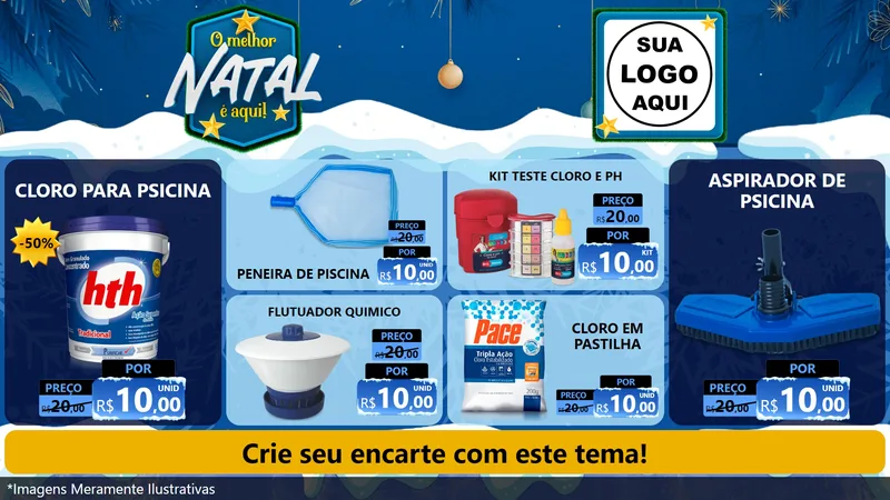 Modelo de TV para TV Horizontal com o tema O Melhor Natal É Aqui! para Produtos para Piscina