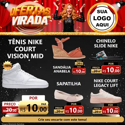 Modelo de Rede Social para Feed Facebook com o tema Ofertas da Virada para Calçados