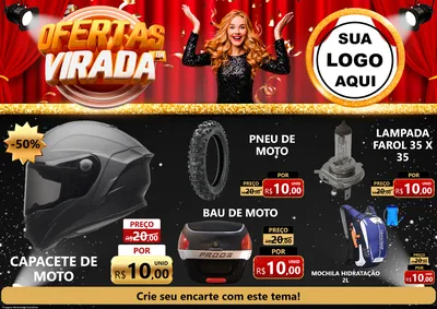 Modelo de Encarte para Encarte A4 Horizontal com o tema Ofertas da Virada para Moto peças