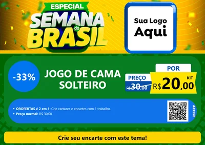 Modelo de Cartaz para Cartaz A4 Horizontal com o tema Especial Semana do Brasil para Cama, Mesa e Banho
