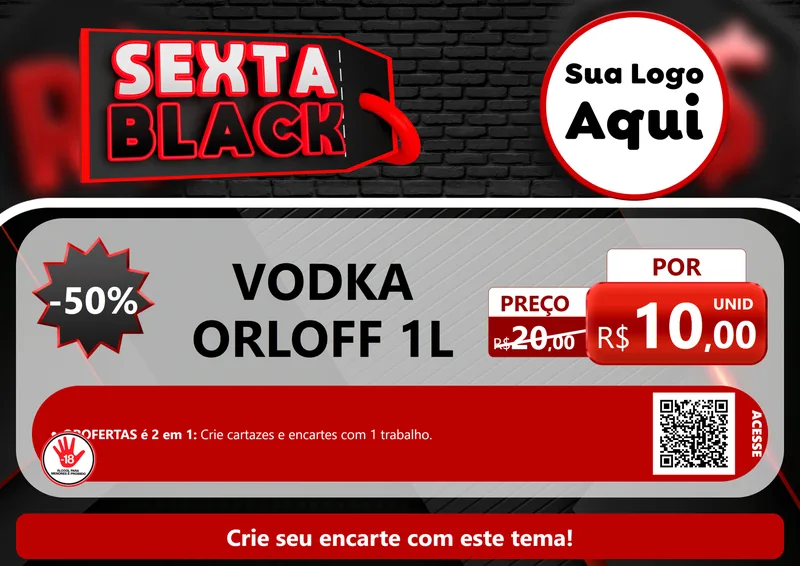 Modelo de Cartaz para Cartaz A4 Horizontal com o tema Sexta Black para Distribuidora de bebidas