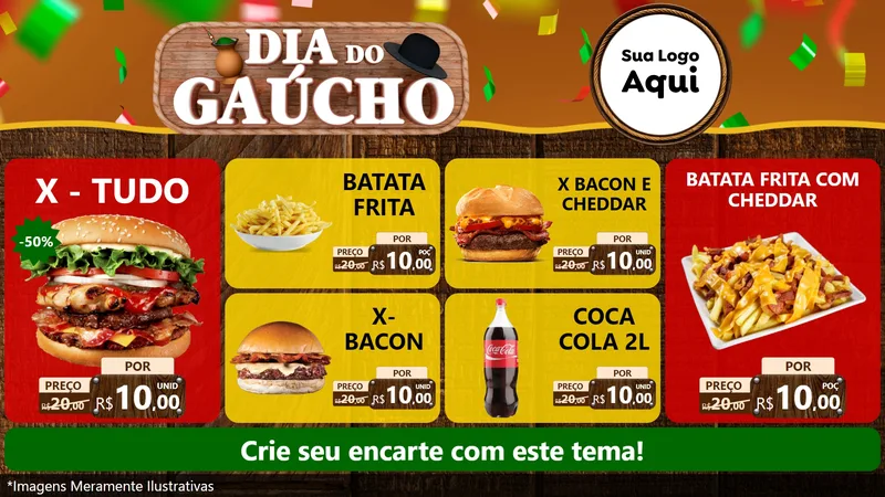 Modelo de TV para TV Horizontal com o tema Dia do Gaúcho para Hamburgueria