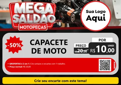 Modelo de Cartaz para Cartaz A4 Horizontal com o tema Mega Saldão - Motopeças para Moto peças