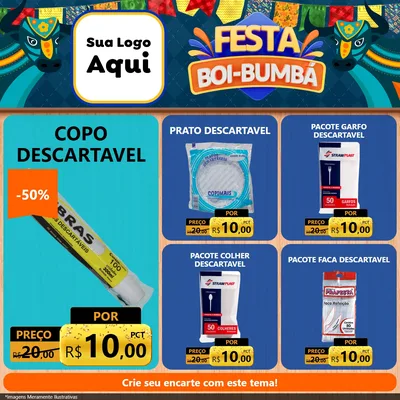 Modelo de Rede Social para Feed Facebook com o tema Festa Boi Bumbá para Embalagens