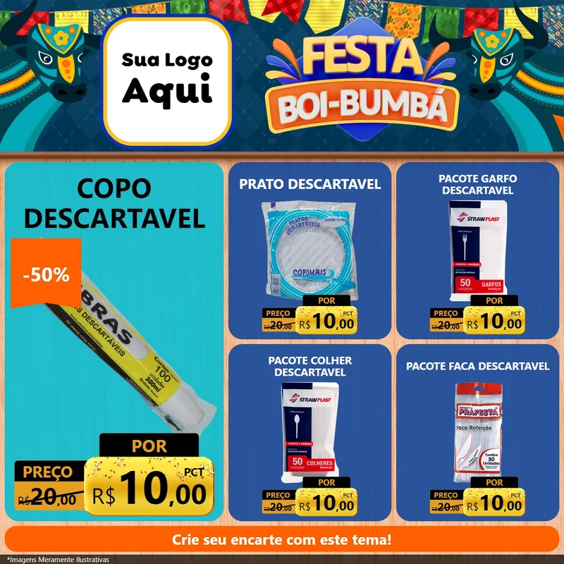Modelo de Rede Social para Feed Facebook com o tema Festa Boi Bumbá para Embalagens
