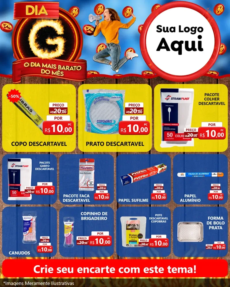 Modelo de Rede Social para Feed Instagram com o tema Dia G - O Dia Mais Barato Do Mês para Embalagens