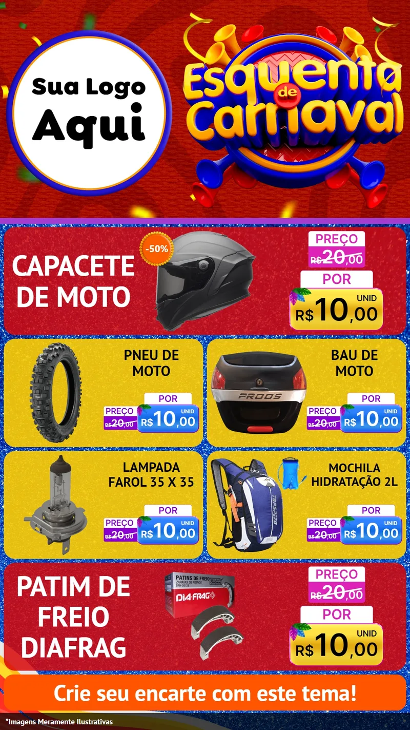 Modelo de TV para TV Vertical com o tema Esquenta de Carnaval para Moto peças