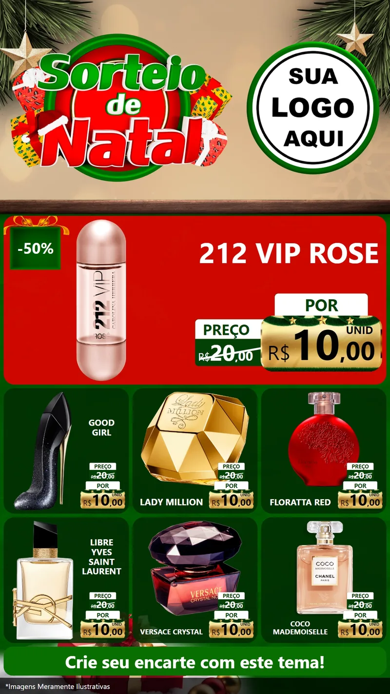 Modelo de Rede Social para Stories com o tema Sorteio de Natal para Perfumes