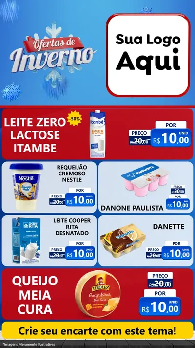 Modelo de TV para TV Vertical com o tema Ofertas de Inverno para Frios e Laticínios