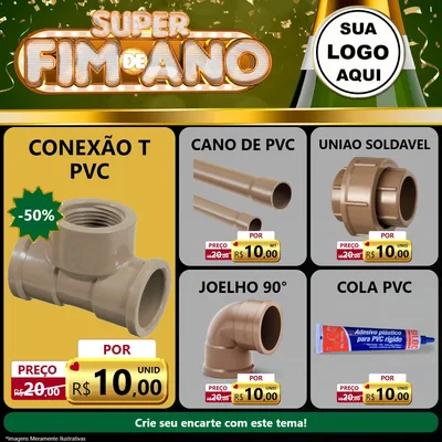 Modelo de Rede Social para Feed Facebook com o tema Super Fim de Ano para Tubos e conexões