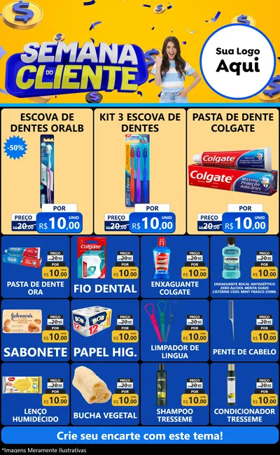 Modelo de Encarte para Encarte Grande com o tema Semana do Cliente para Higiene Pessoal